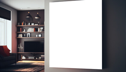 Mockup square frame modern elegant living room home interior. Generative AI 3D render