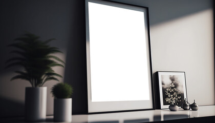 Mockup square frame in elegant home interior design . Generative AI