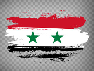 Flag of  Syria brush stroke background.  Flag Syrian Arab Republic  on transparent background for your design, app, UI.  Stock vector. EPS10.