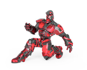 war ready robot is on his knee pose
