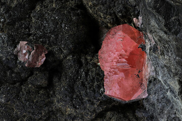 rhodochrosite crystal in matrix from Peru