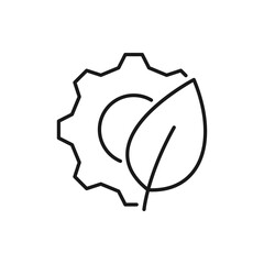 Leaf and gear. Eco industry icon concept isolated on white background. Vector illustration
