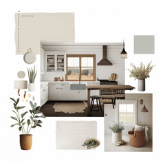 a cozy and minimalist farmhouse design decor mockup featuring muted boho decor with muted neutral tones, AI assisted finalized in Photoshop by me