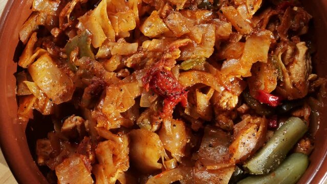 Stuffed cabbage with meat and tomato sauce, traditional Hungarian homemade food.