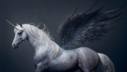 Fototapeta na wymiar white horse isolated on black