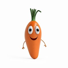Cute Cartoon Carrot Character on a White Background (Generated with AI)