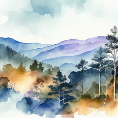 National Parks - Great Smoky Mountains - Watercolor - Generative Art