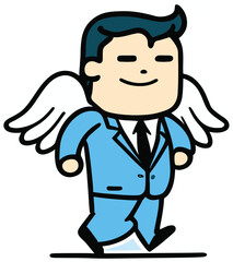 Businessman with angel wings. My shef angel. Concept of human business..