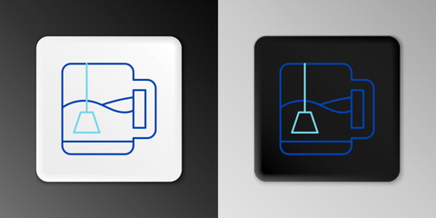 Line Cup of tea with tea bag icon isolated on grey background. Colorful outline concept. Vector