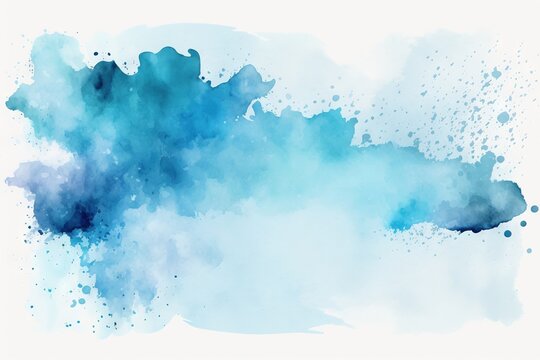  a vibrant blue watercolor stain on a crisp white background, creating a beautiful contrast between the two colors The blue paint is in the center of the image, wit