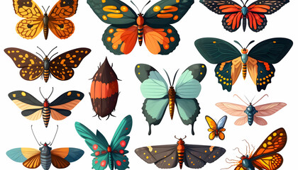 set of butterflies vector