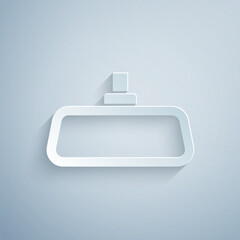 Fototapeta premium Paper cut Car mirror icon isolated on grey background. Paper art style. Vector