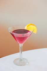 Cosmopolitan coctail on a table