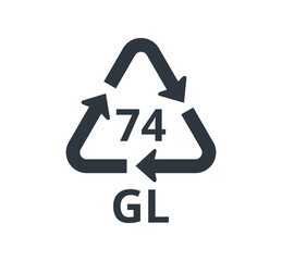 Isolated 74 GL icon for light sort glass. 