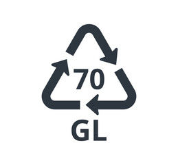 Monochromatic 70 GL icon for clear glass. 