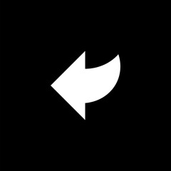 Left arrow Icon isolated on black background.