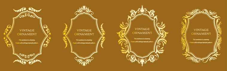 set of graphic materials, oriental patterns, arabesque patterns, antiques, decorative borders and vintage frames.