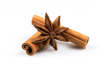 Stars anise and cinnamon isolated