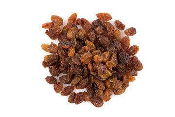 Sweet raisins on white