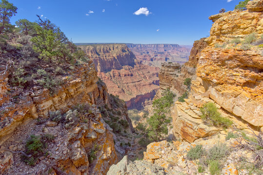 View of Zuni Point in the distance from east of Papago Creek at Grand Canyon Arizona.