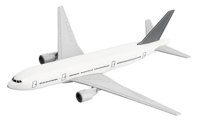 Blank Model airplane isolated. White and gray Passenger airplane miniature