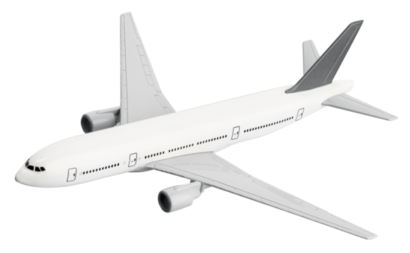 Blank Model airplane isolated. White and gray Passenger airplane miniature