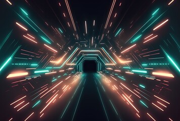 Fototapeta na wymiar Futuristic Corridor Background with Neon Glow