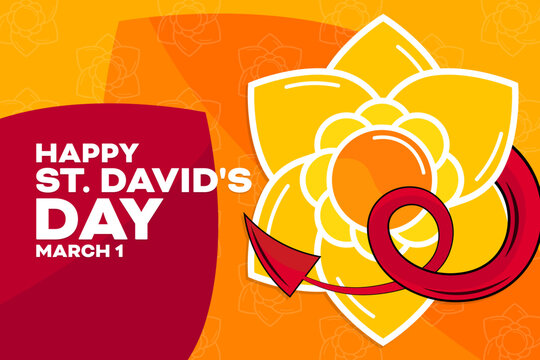 Happy St. David's Day. March 1. Vector illustration. Holiday poster.
