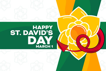 Happy St. David's Day. March 1. Vector illustration. Holiday poster.