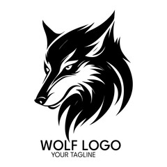 Silhouette art wolf logo, vector template