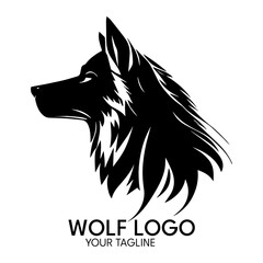 Naklejka premium Silhouette art wolf logo, vector template