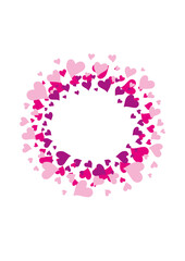 Abstract circle of pink hearts