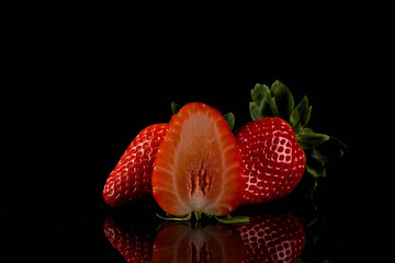 Red ripe strawberry fruits