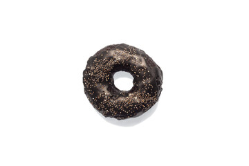 black bagel with poppy seeds isolated on white background