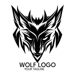 Silhouette art wolf logo, vector template