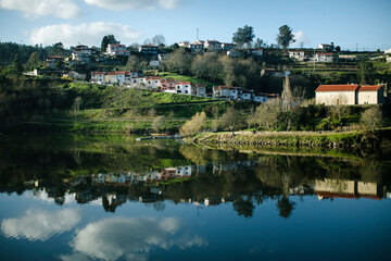 Village on the banks of the Douro River, Portugal.
