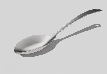 Stylish design trendy silver spoon,concept idea rich and luxury ,top view on white background.