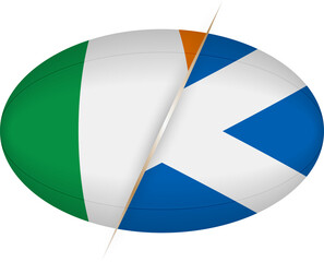 Ireland vs Scotland icon in the shape of a rugby ball