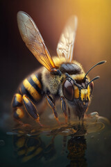 bee, water, honey bee, Generative AI 