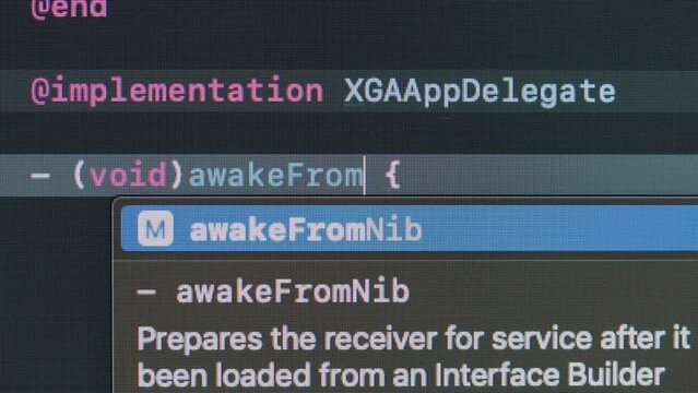 Coding UX UI script text on screen, HTML5 in editor for website development, Close up Macro of Programming code software developer. 