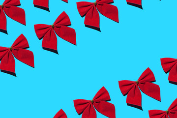 red bow on a blue background