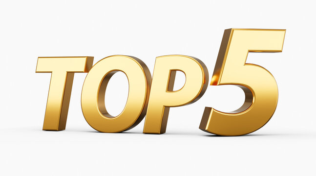 Top five words on white background