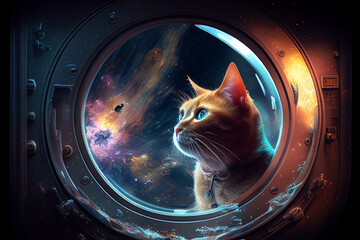 generative ai,  Image of a futuristic cat, a cat in space
