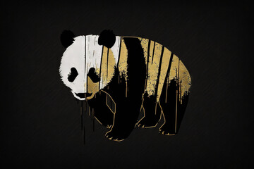 Minimalist Kintsugi Panda Background Texture - Kintsugi Animals Textures - Panda Kintsugi background wallpaper created with Generative AI technology