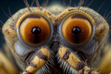 generative ai, Bug close up of an insects face, a Spider face
