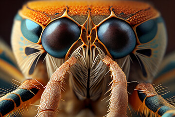 generative ai, Bug close up of an insects face, a fly's face - obrazy, fototapety, plakaty