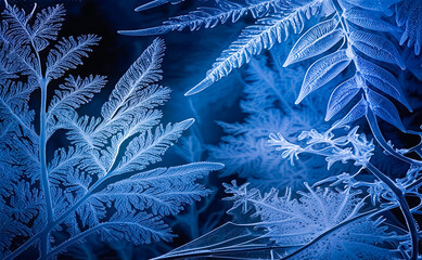 beautiful frosty patterns on glass AI