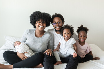 Posed family of five portrait