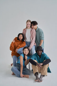 Diverse friends in colorful clothes