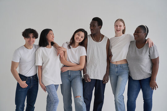 Diverse boyfriends and girlfriends laughing